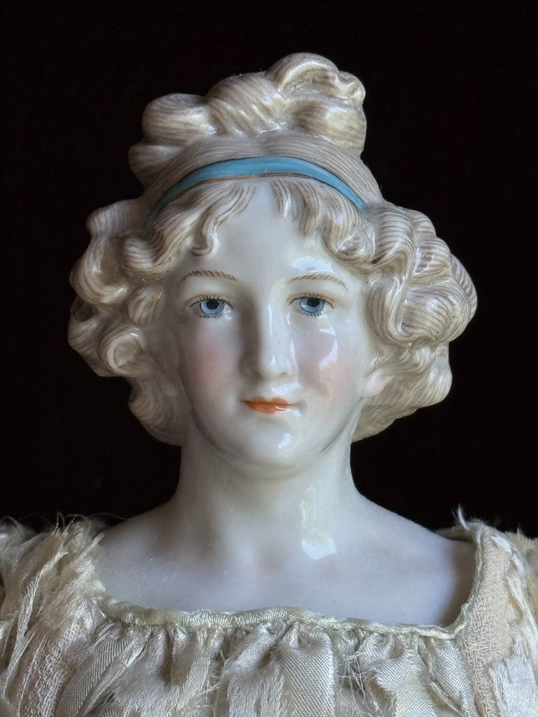 Antique German 14.5” Kister Madame Vignee-LeBrun Porcelain China Head Doll