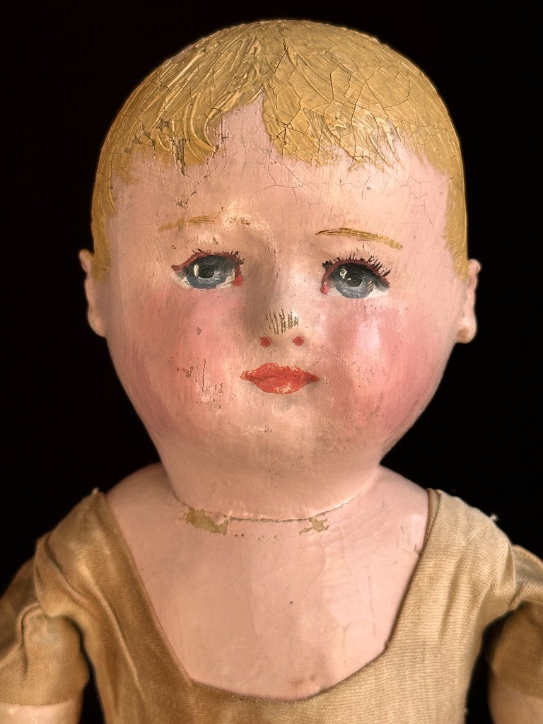 Tiny Antique American Martha Chase 12" Oil Painted Cloth Baby Doll