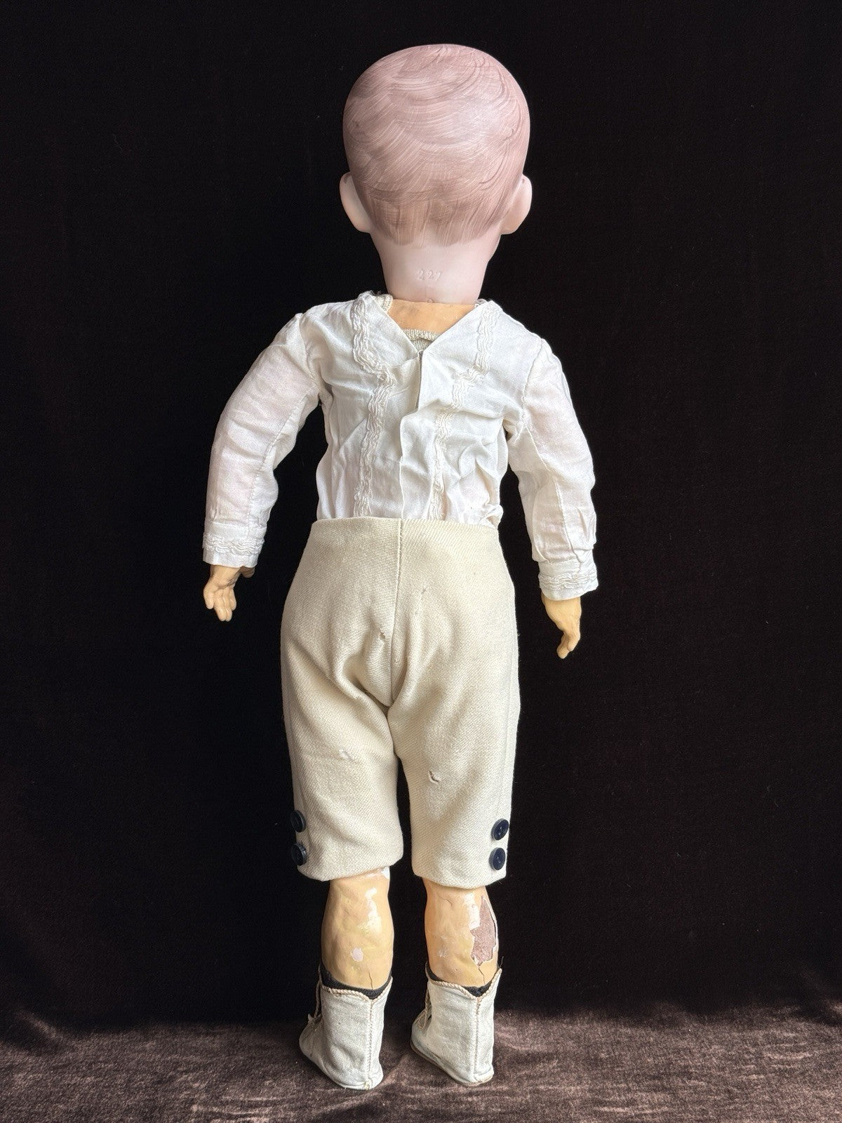 Antique French 20” SFBJ 227 Bisque Head Smiling Boy Character Doll