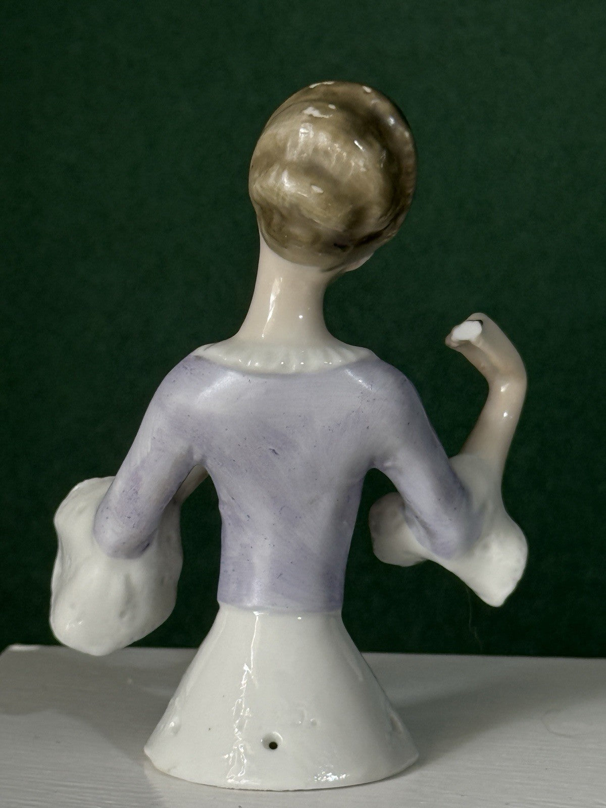Antique German Porcelain Volkstedt Rudolstadt 3 3/4” Half Doll Pin Cushion