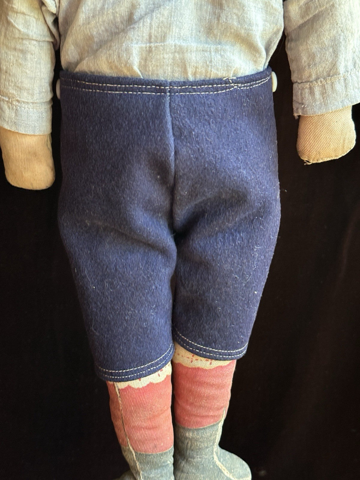 Antique American 20.5” Art Fabric Lithograph Cloth Rag Doll