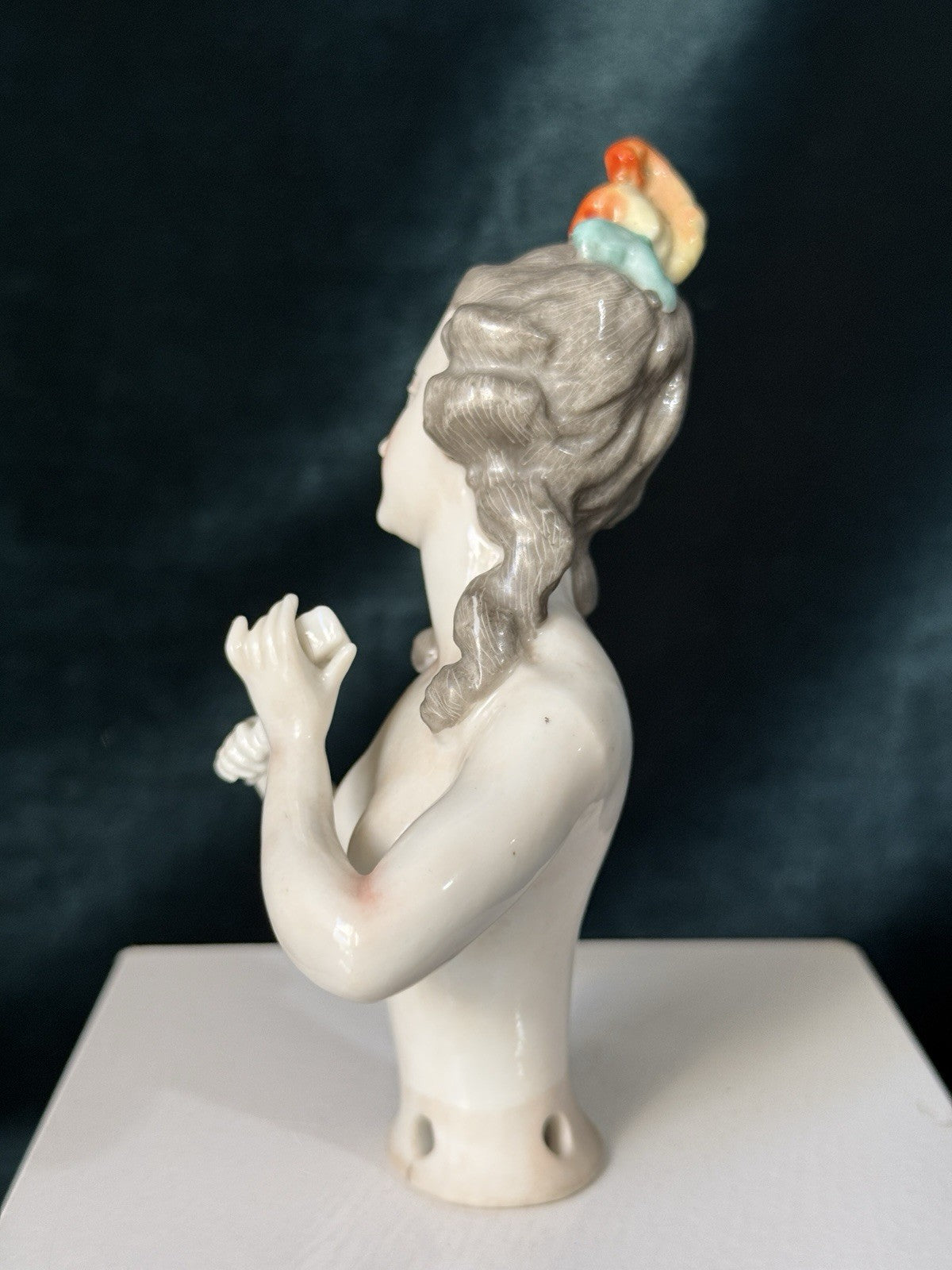 German Porcelain 5” Half Doll Marie Antoinette Style by Dressel and Kister
