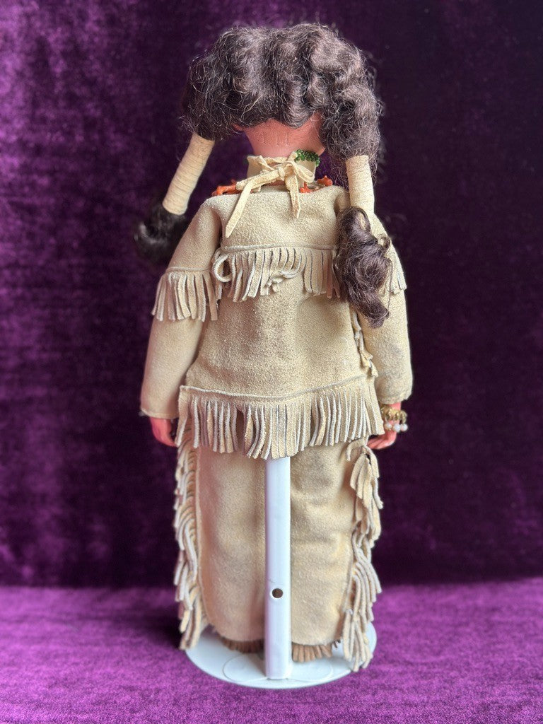 Rare Large Antique German 13” Native American Indian Bisque Head Doll Cloth Body