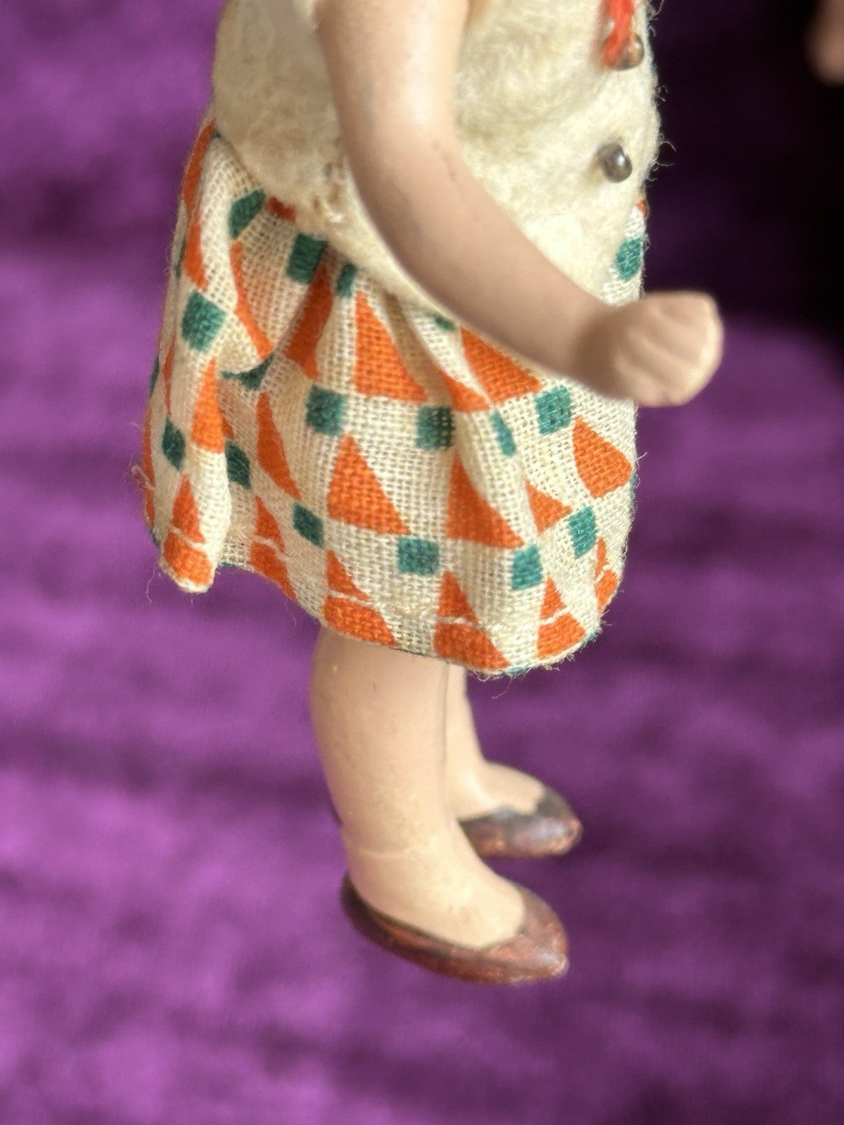 Pair of Antique German Hertwig  Miniature Dollhouse Boy and Girl Dolls