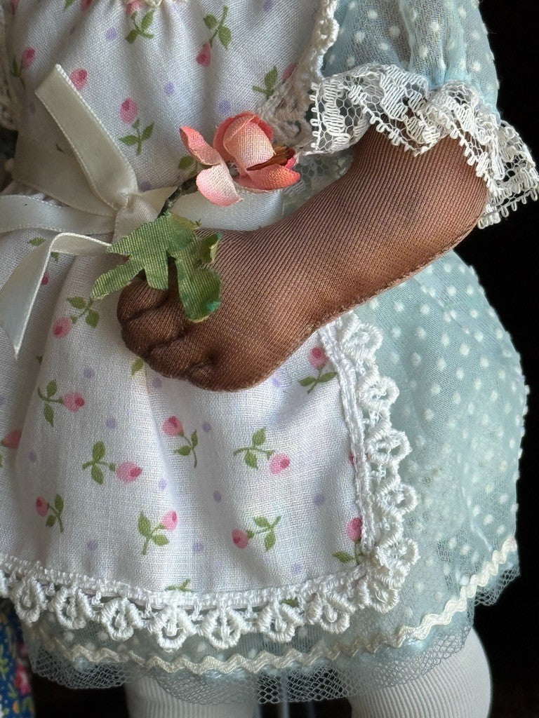 Vintage 11" Frances Ravca African American Artist Cloth Doll with Raggedy + Tag