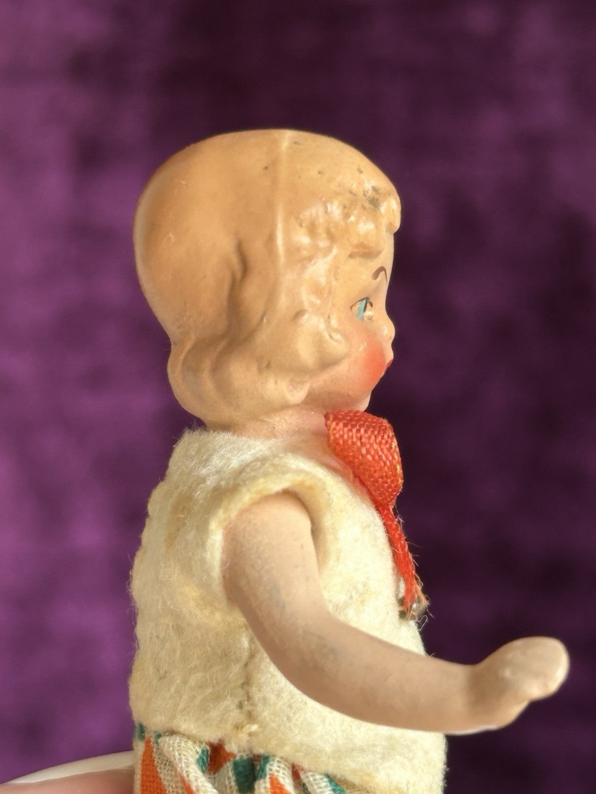 Pair of Antique German Hertwig  Miniature Dollhouse Boy and Girl Dolls