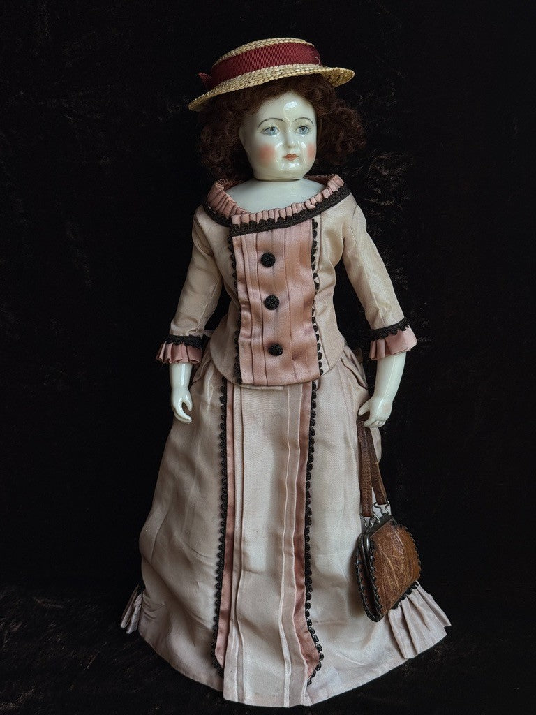 Vintage 18” Reproduction of Antique French Rohmer Glazed Porcelain Fashion Doll