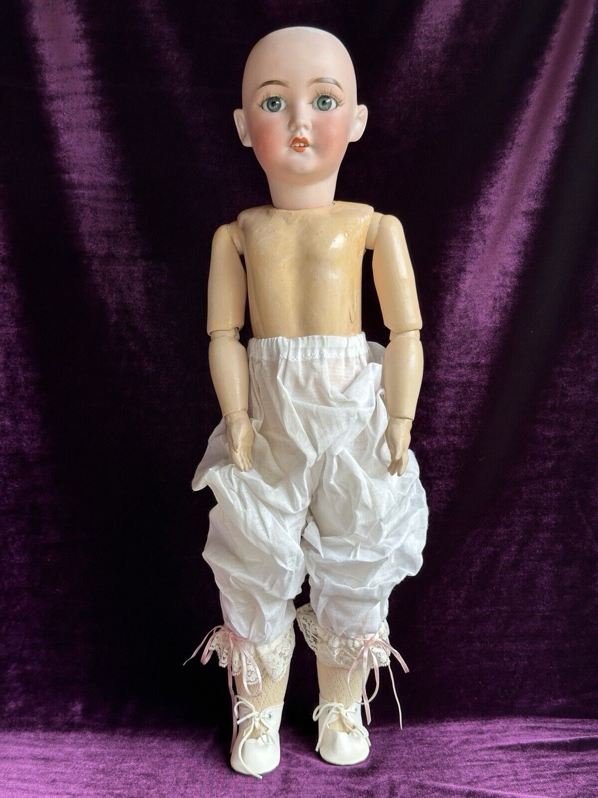 Antique German 24” Queen Louise Bisque Head Doll