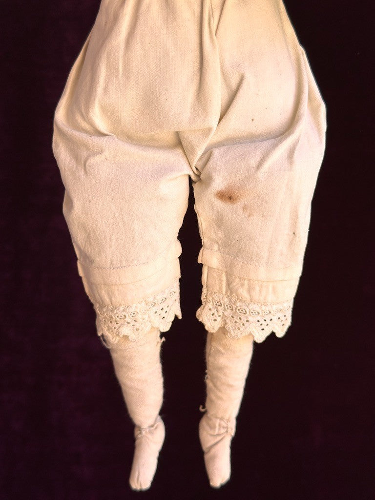 Antique German 15” Fancy Parian Bisque Head China Doll with Pierced Ears
