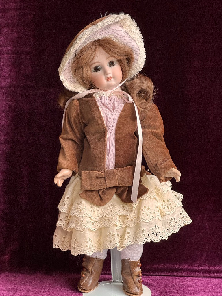 Vintage 16.5" Porcelain Composition Reproduction of Antique French Jumeau Doll