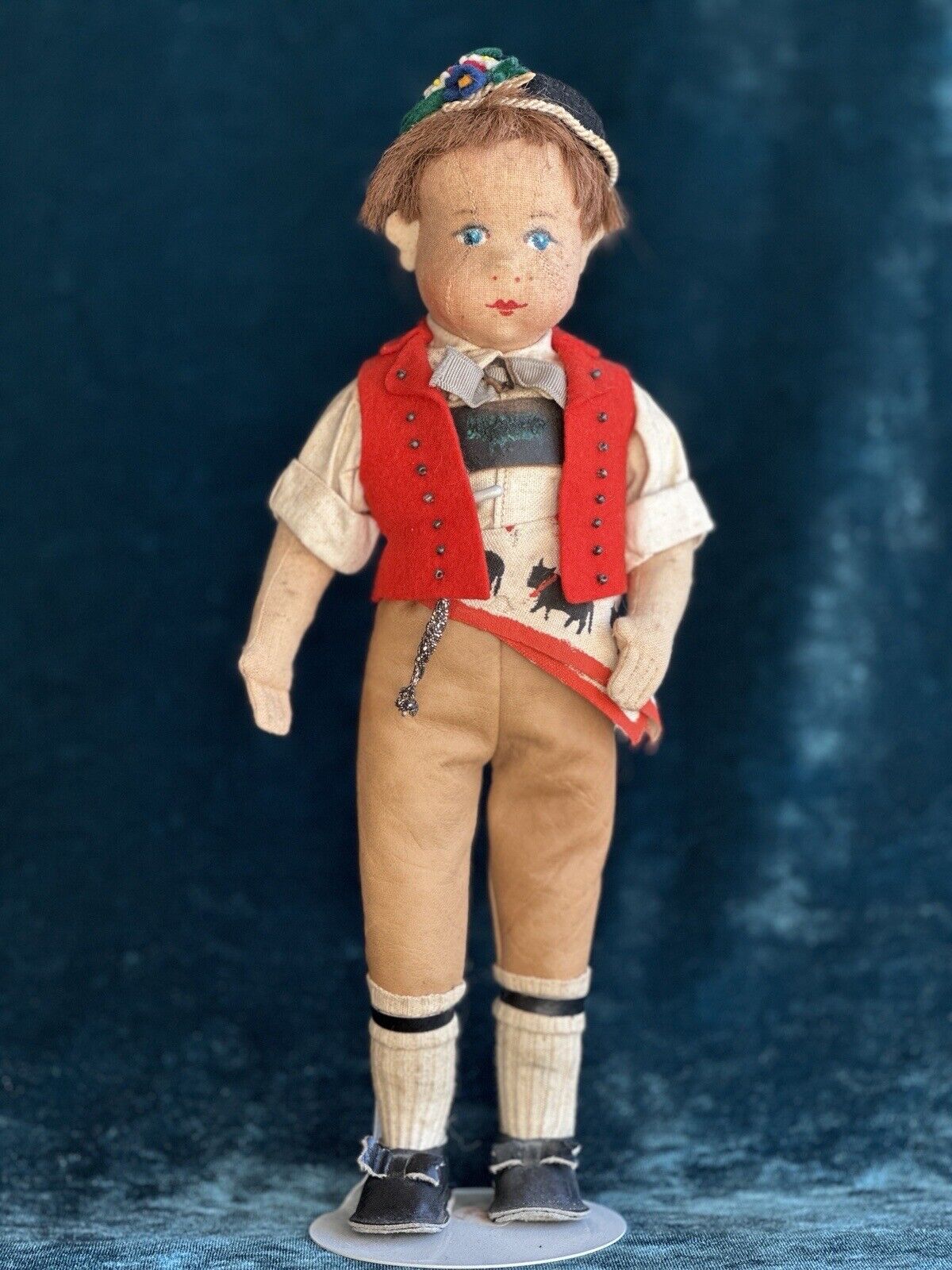 Unidentified Vintage 11” European Cloth Rag Boy Doll