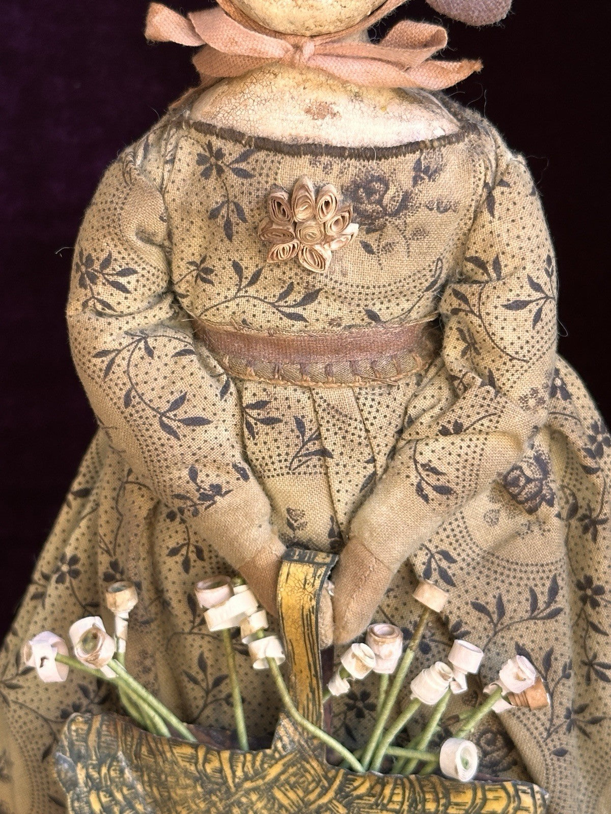 Vintage 9.5” Cloth Artist Reproduction of Antique Victorian Doll