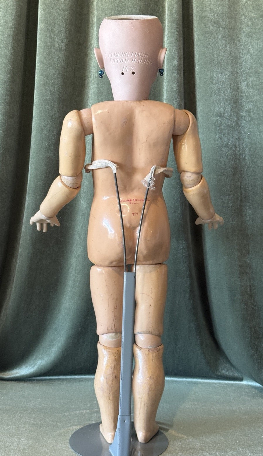 Antique German Simon Halbig CM Bergmann 33” Doll Bisque Head Composition Body