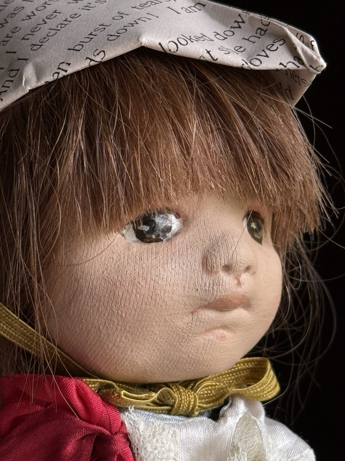 Vintage Handmade 11” Oil Painted Stockinette Cloth Doll by Artist Nancy Latham