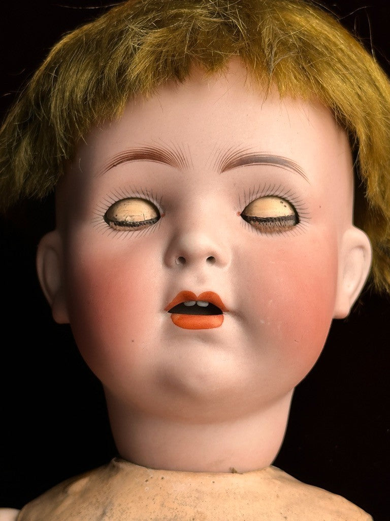 Antique German 25" Franz Schmidt 1295 Bisque Head Boy Doll
