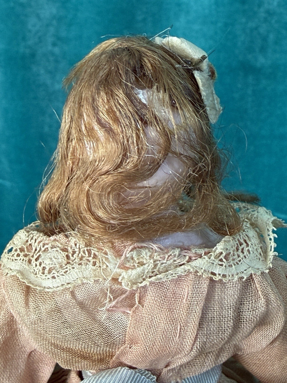 Antique German Bisque Cloth Miniature Dollhouse 9” Doll