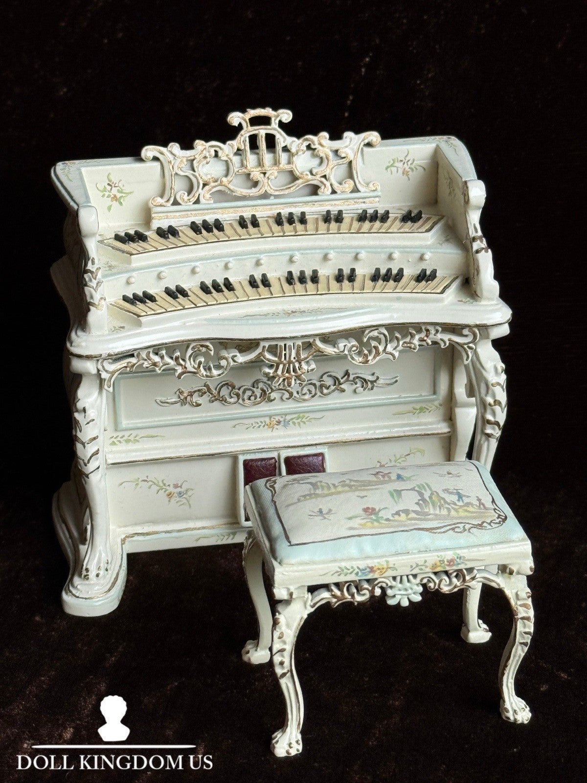 Bespaq Dollhouse Fine Miniatures Dollhouse Piano Organ & Bench 1:12 Scale Lot