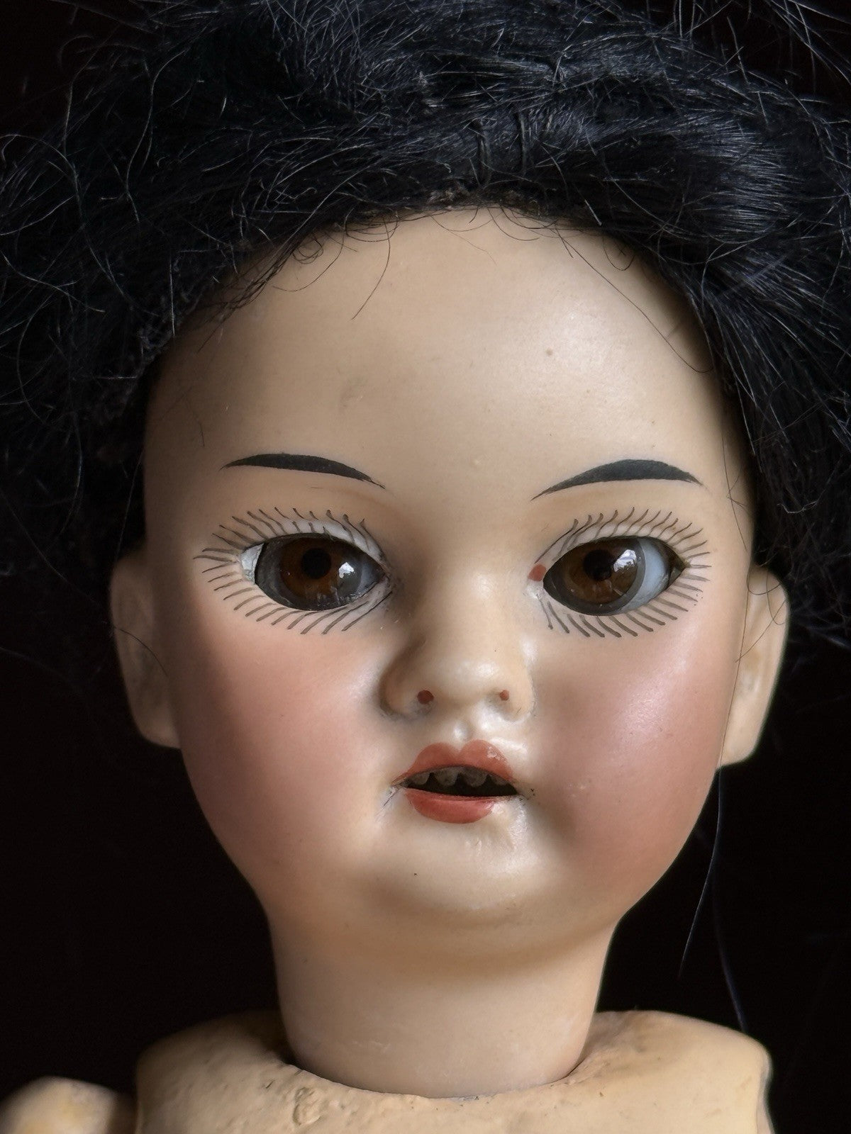 Antique German 8” Armand Marseille Asian Bisque Head Oriental Girl Doll