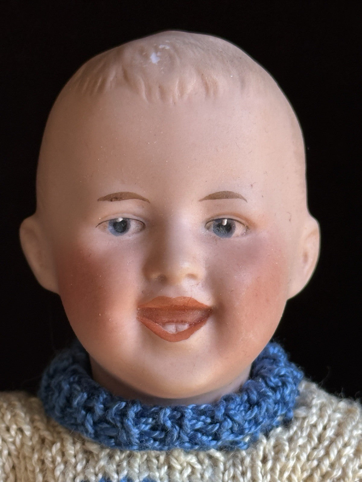Antique German 8” Gebruder Heubach Bisque Head Character Baby Boy Doll