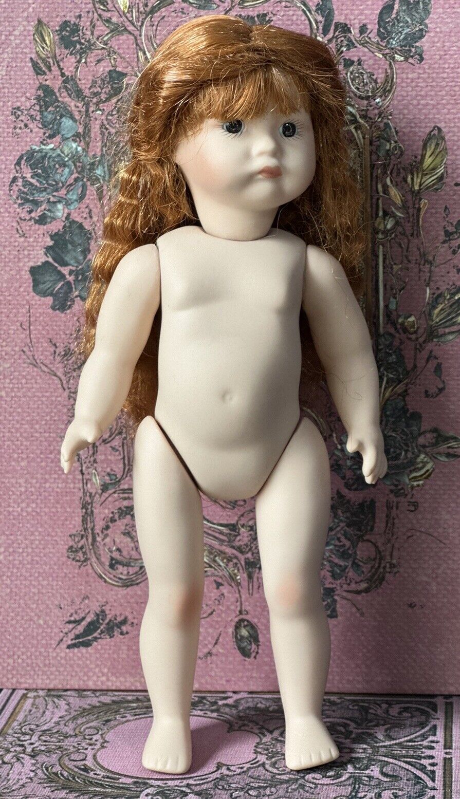 Collectible Reproduction of Antique Mignonette Pouty Face Porcelain 8” Doll