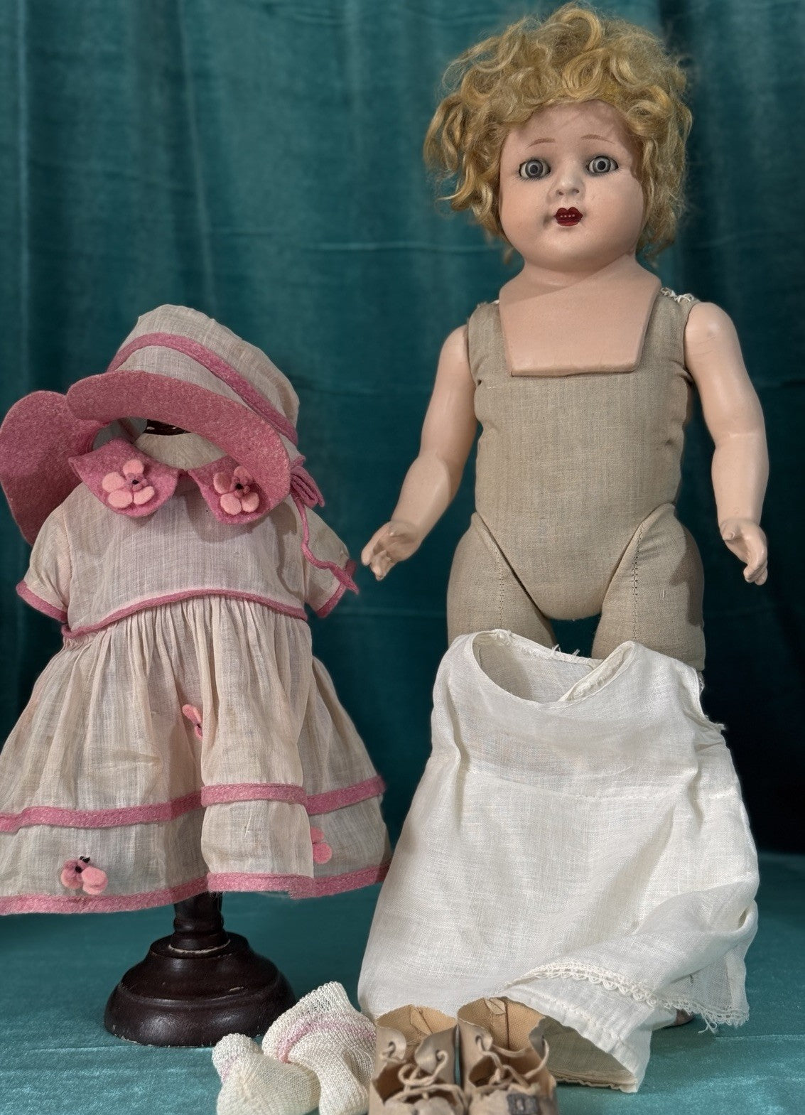 Unidentified German (?) Antique  Composition 19” Doll Sleepy Eyes