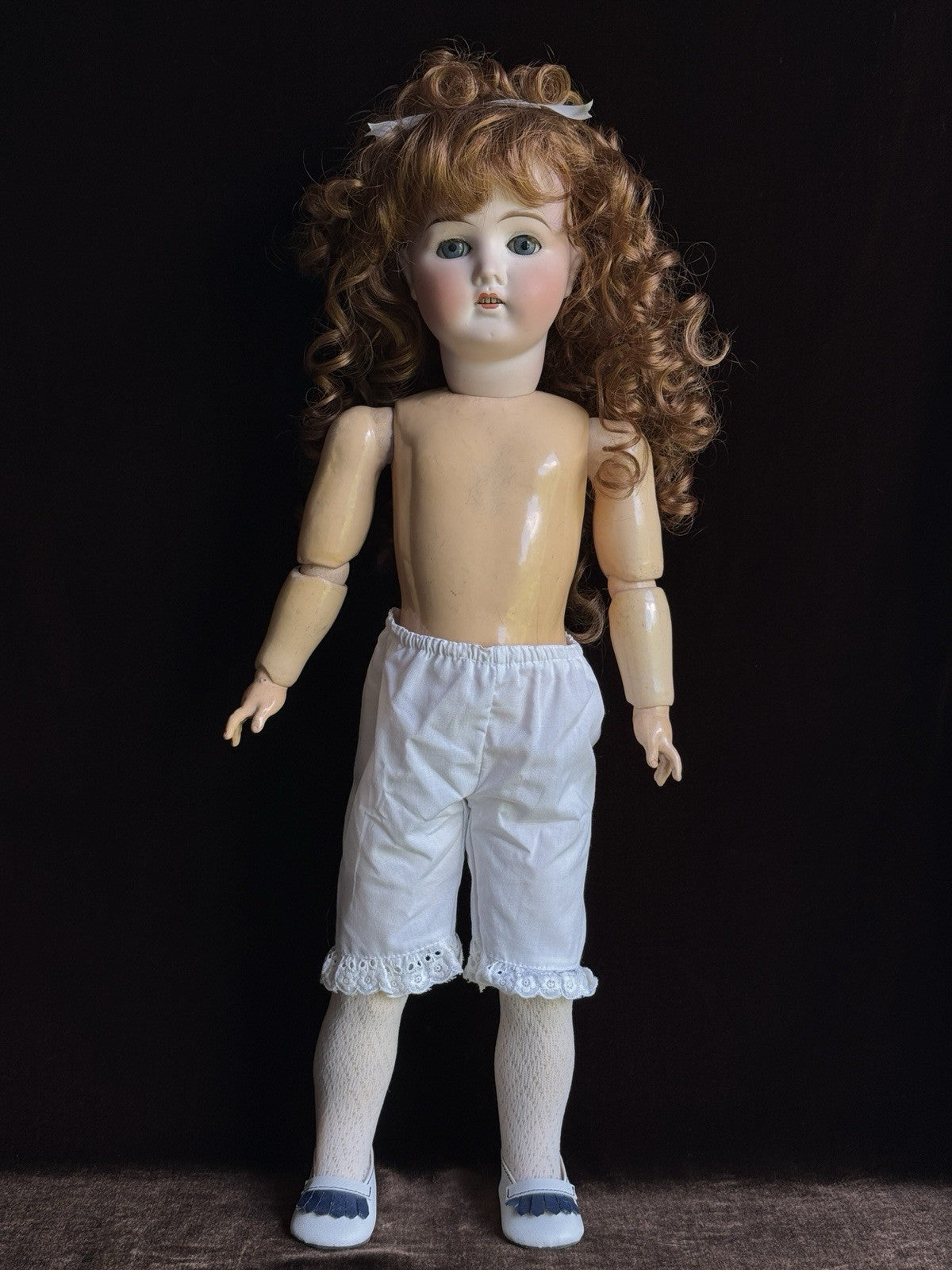 Antique German 22” Goebel B4 Bisque Head Composition Body Doll
