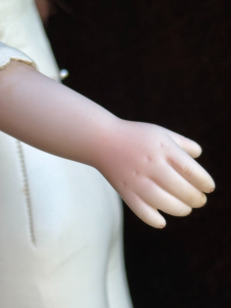 Vintage 15” Repro of Antique French Bru Jne Porcelain Leather Doll by Calli Lou