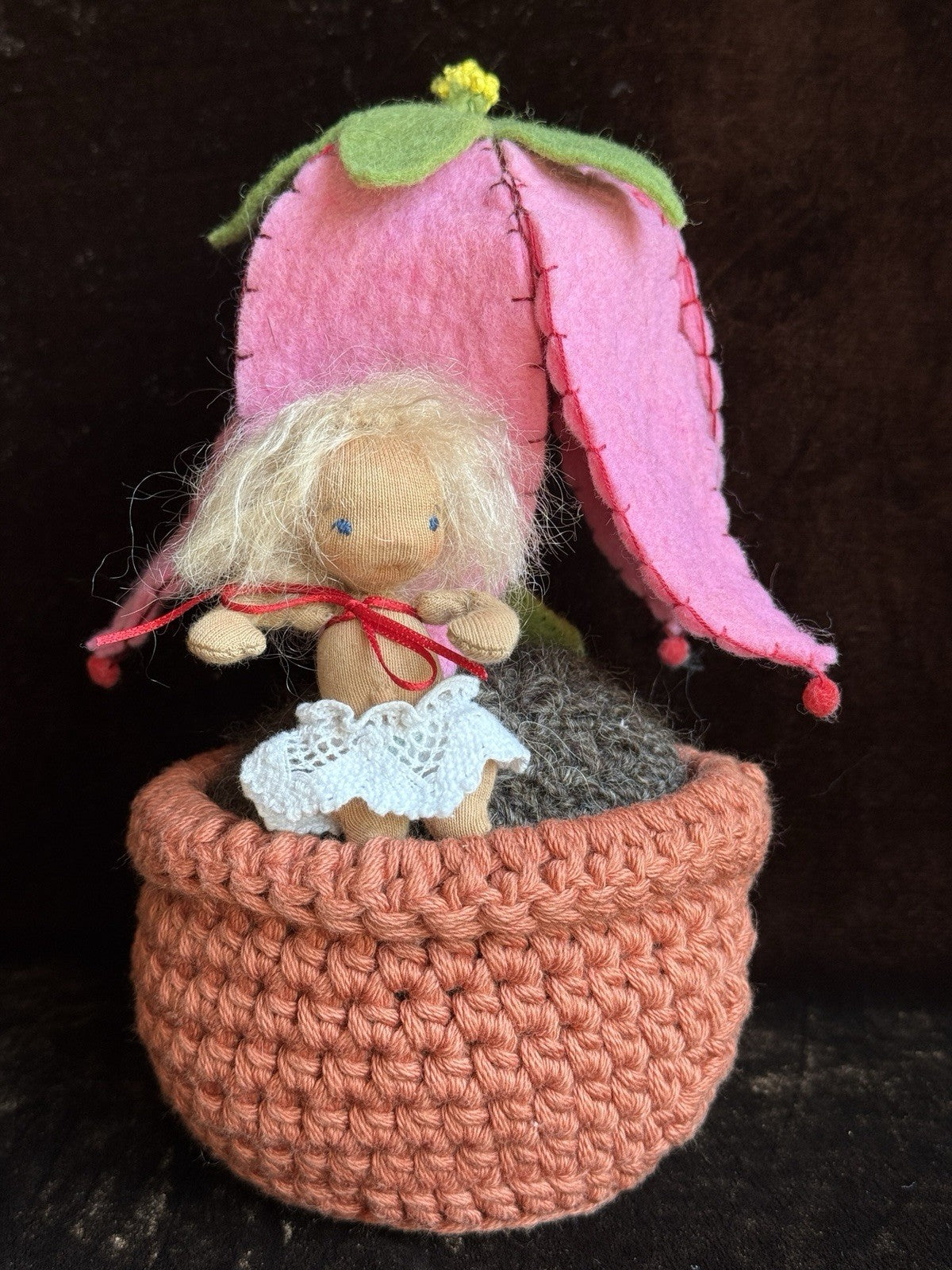 OOAK Miniature Waldorf Style Handmade Cloth Thumbelina Doll