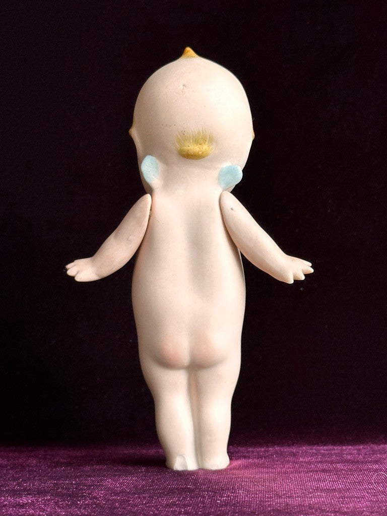 Antique German 6" Rose O’Neill All-Bisque Kewpie Doll Blue Wings