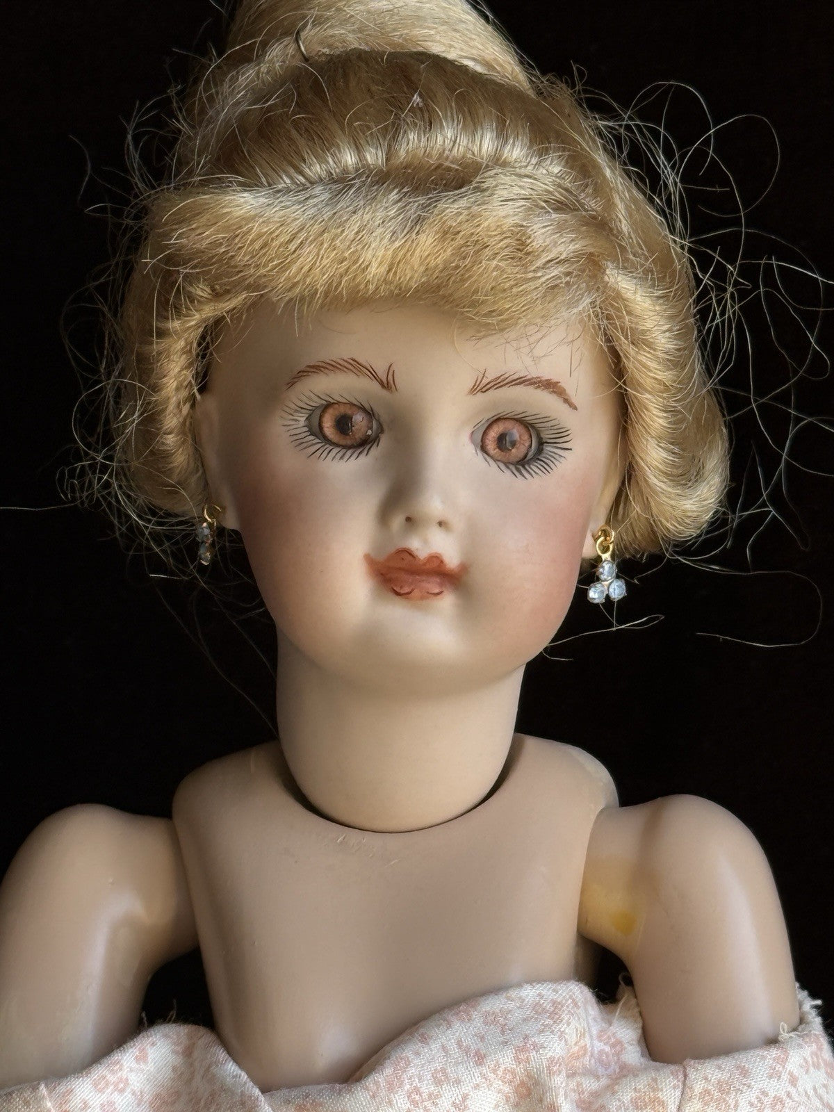 Porcelain Compo Reproduction of Antique French Doll with Surprise Skirt