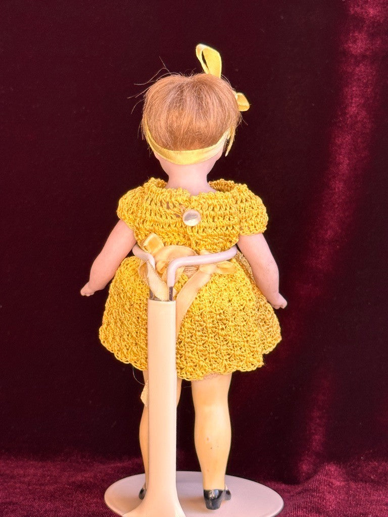 Rare Antique German 6.75” Bahr & Proschild 513 All Bisque Flapper Dollhouse Doll