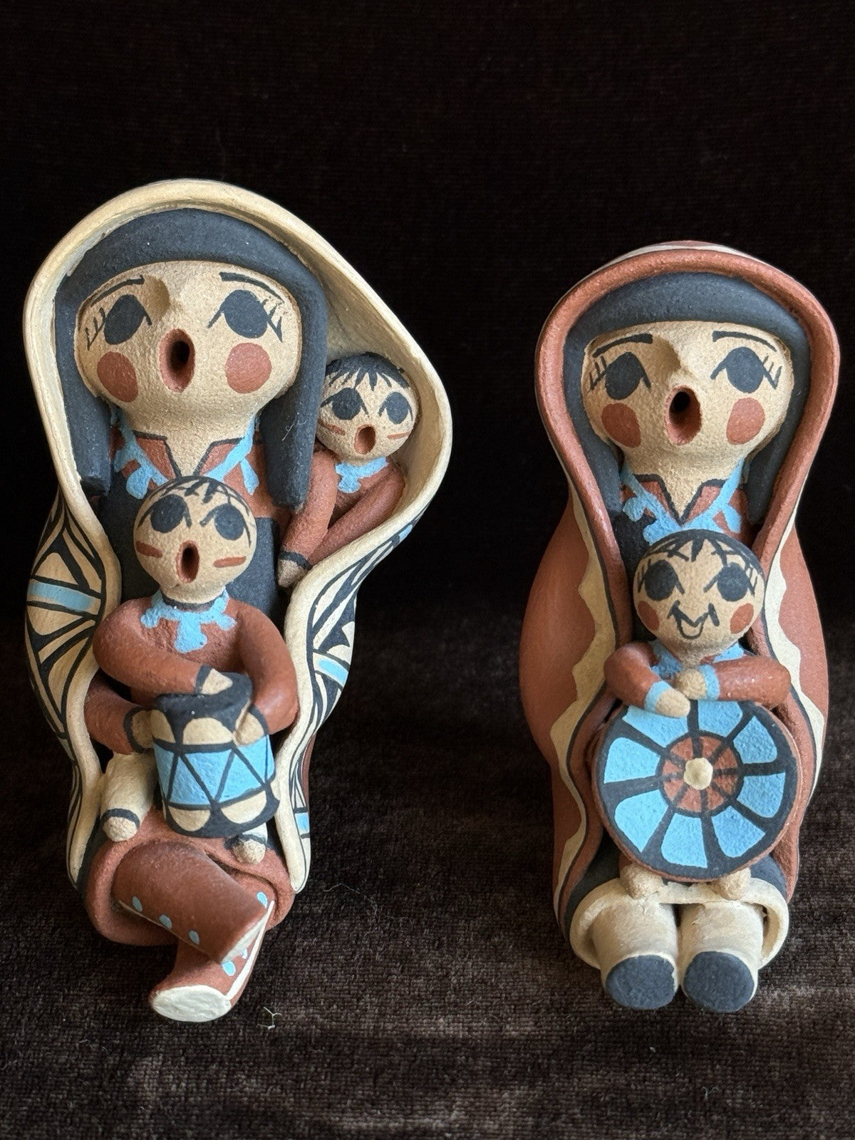 Lot of Native American Artists Jemez/Gachupin Pottery Figurines Storyteller
