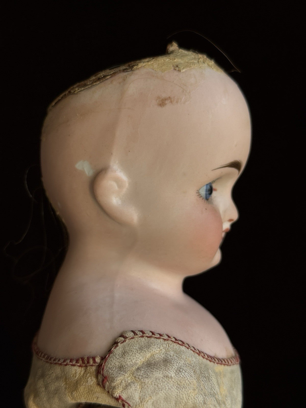 Antique German 17” ABG (?) Turned Head Bisque Shoulder Head Doll