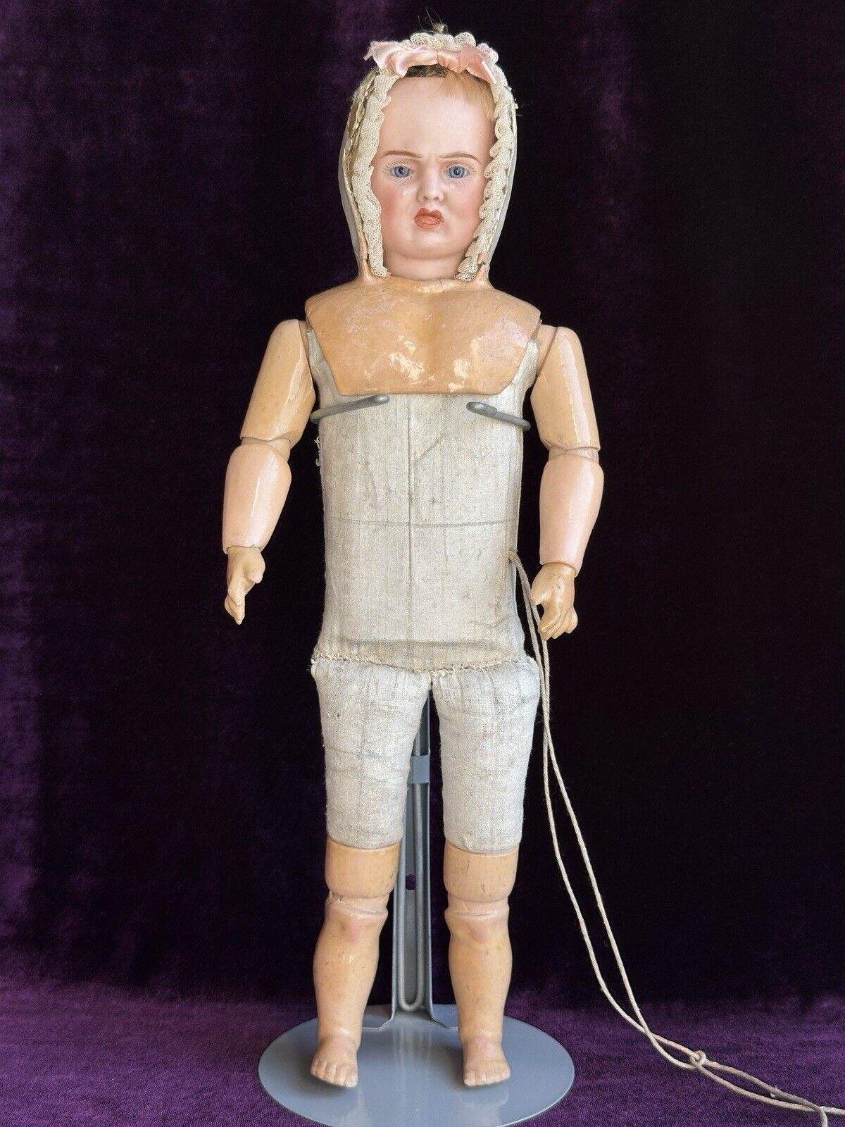 Antique German 14” Carl Bergner 3-Faces Multifaceted Bisque Head Doll