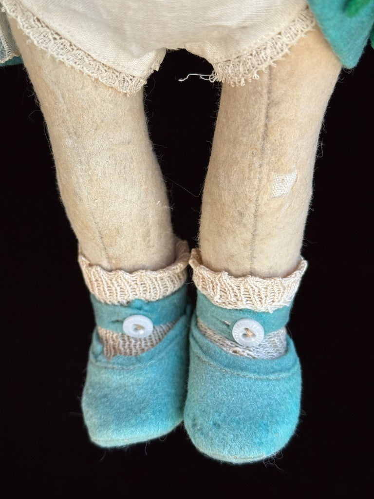 Vintage Italian 13” Lenci 70 (?) Felt Cloth Character Girl Doll