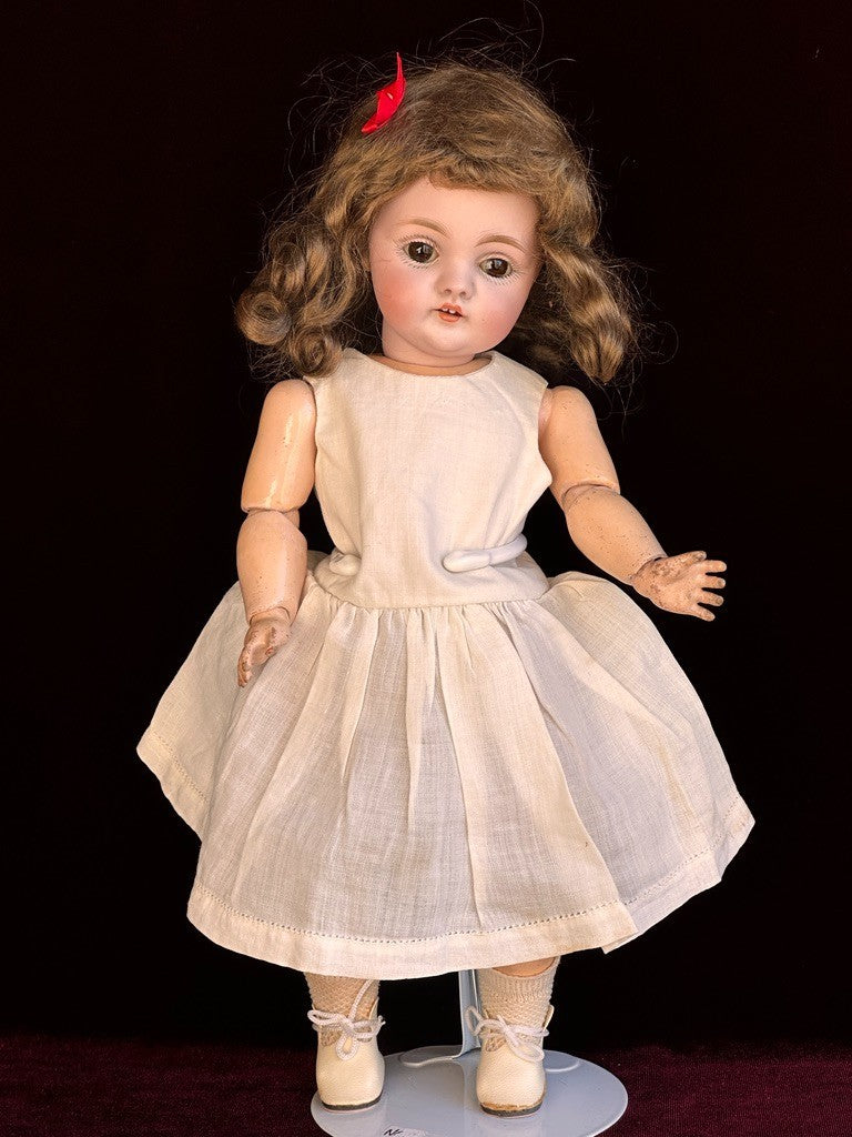 Antique German 12” Kestner 143 Bisque Head Doll with Trunk and Extras