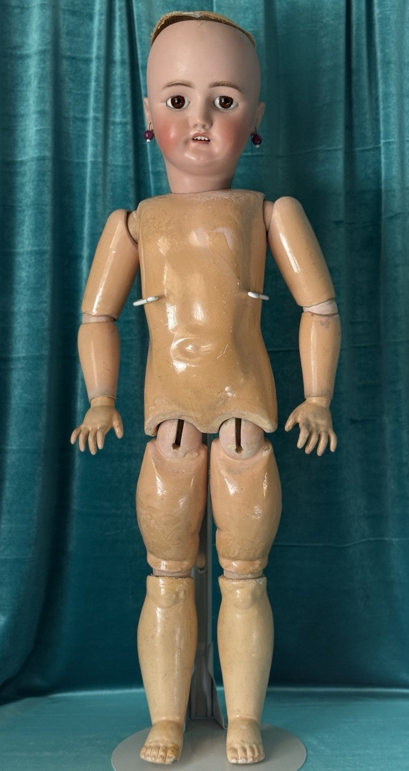 Antique German C.M. Bergmann and Simon Halbig Bisque Head 29” Doll