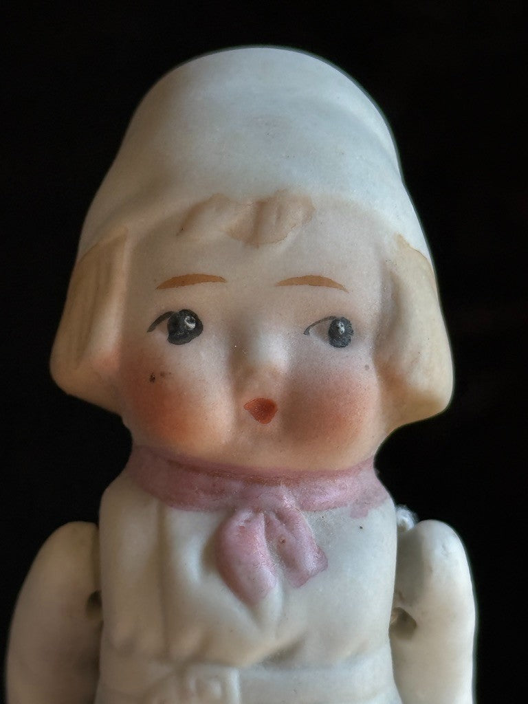 Lot of 2 Antique German and Japan Miniature All Bisque Dutch Dolls