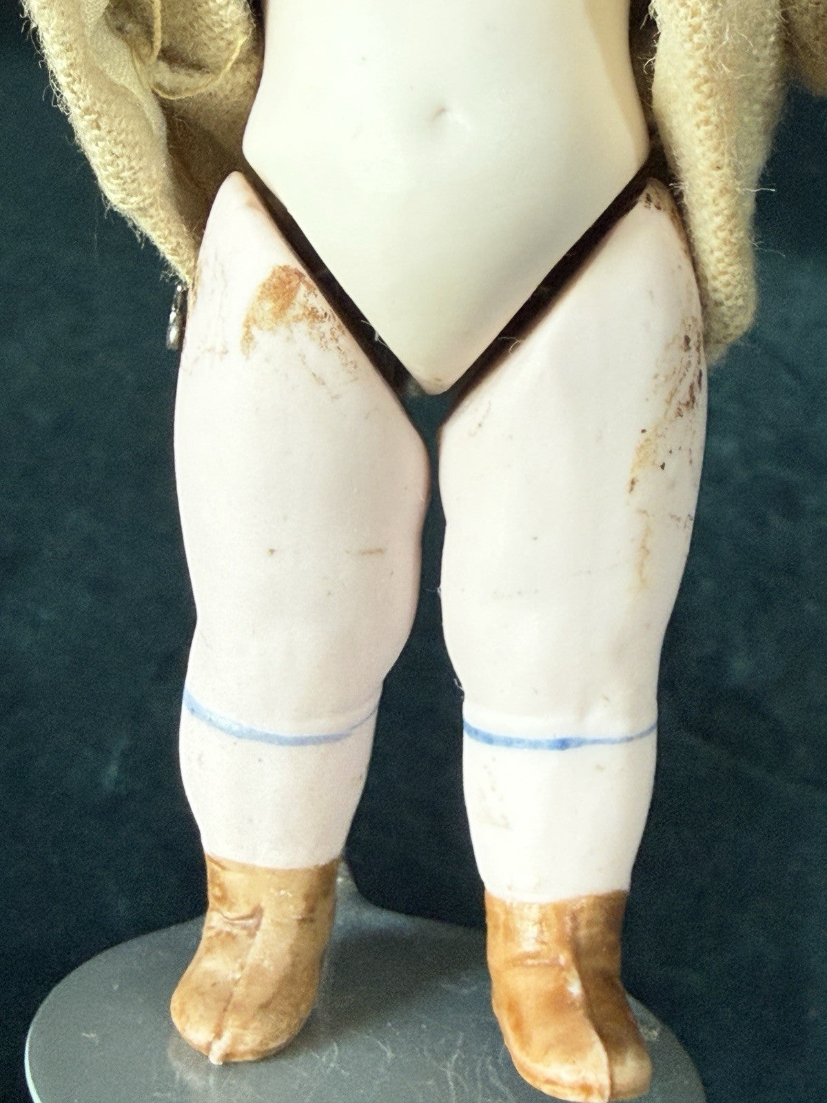 Antique German All Bisque Hertwig (?) Googly Type 4 1/4” Character Doll