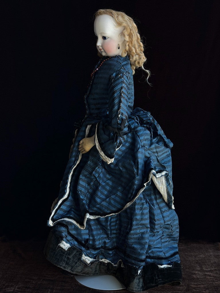 Grand Size Antique French Eugene Barrois (?) Bisque Head Fashion Poupee Doll