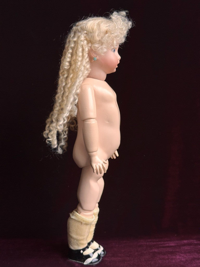 Rare Vintage Porcelain Compo 13” Reproduction of Antique French Bru Teteur Doll