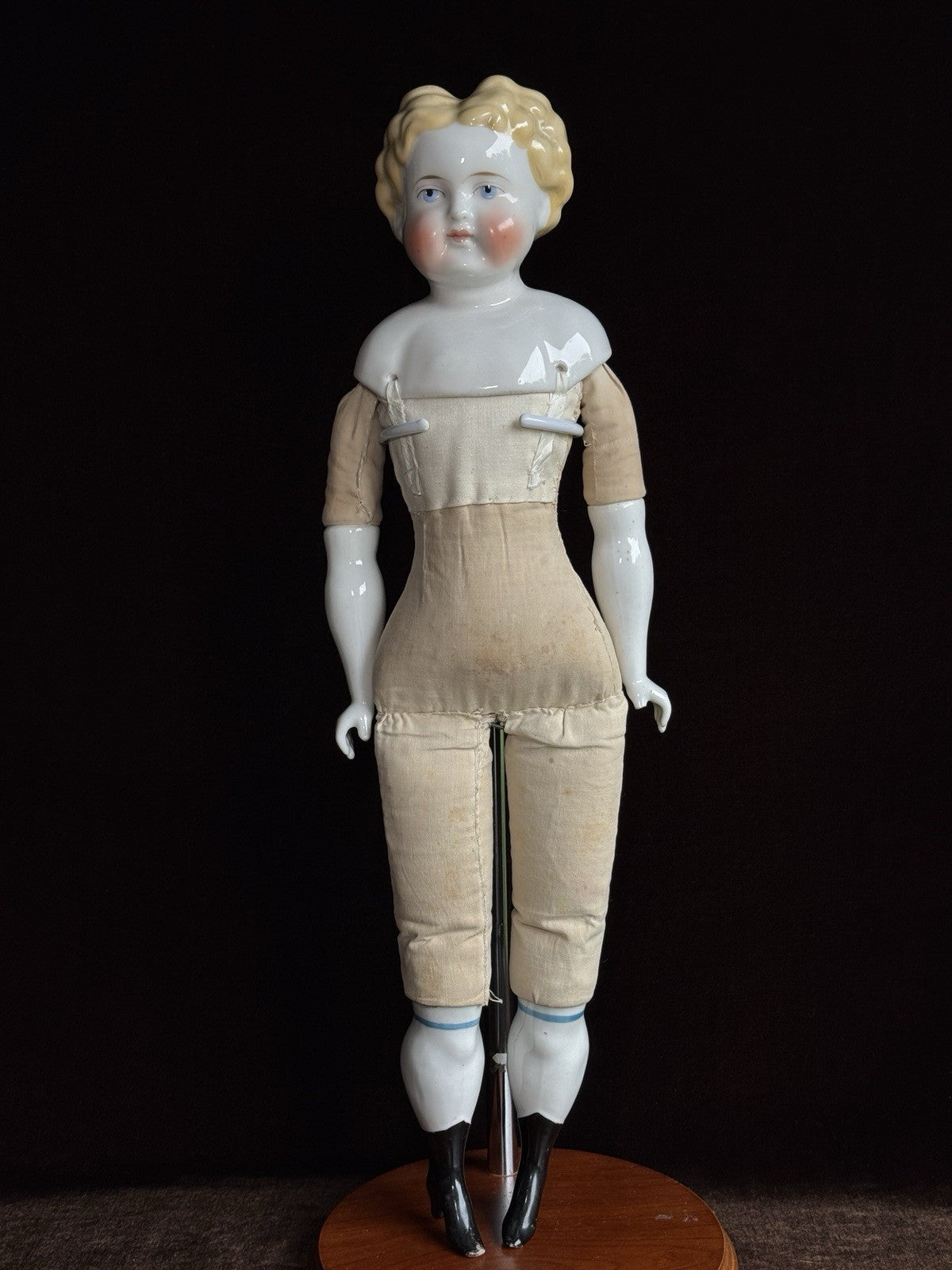 Antique German 21” Highbrow Blonde China Doll