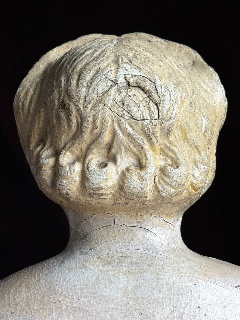 Rare Large Antique American 30” Greiner Papier Mache Head No. 11 Doll with Label
