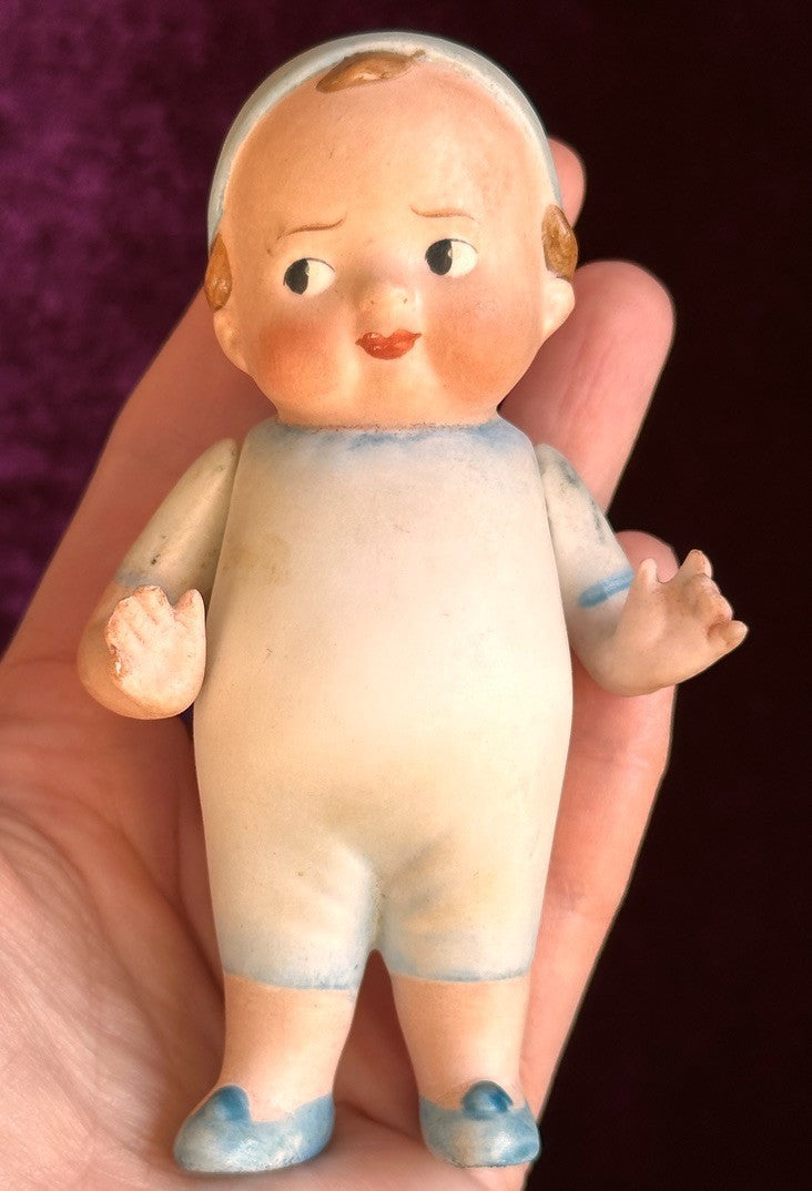 Rare Antique German 4.25” Baby Bud Style All Bisque Googly Doll