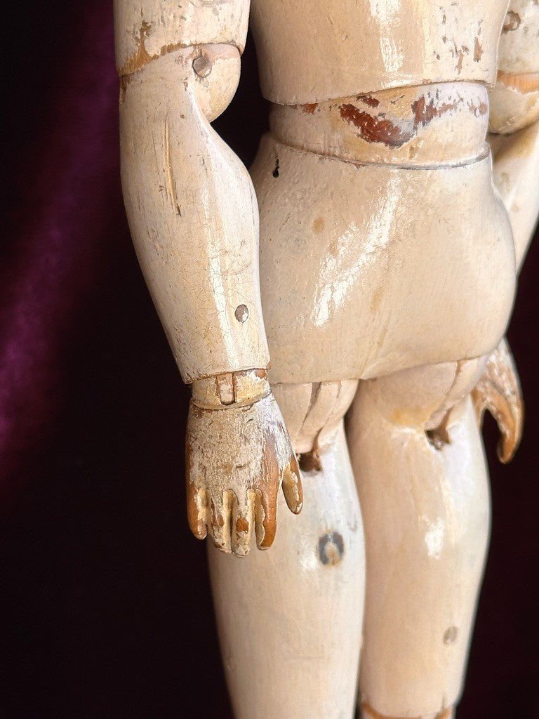 Antique French 14" Leon Casimir Bru Fashion Bisque Doll Wooden Articulated Body