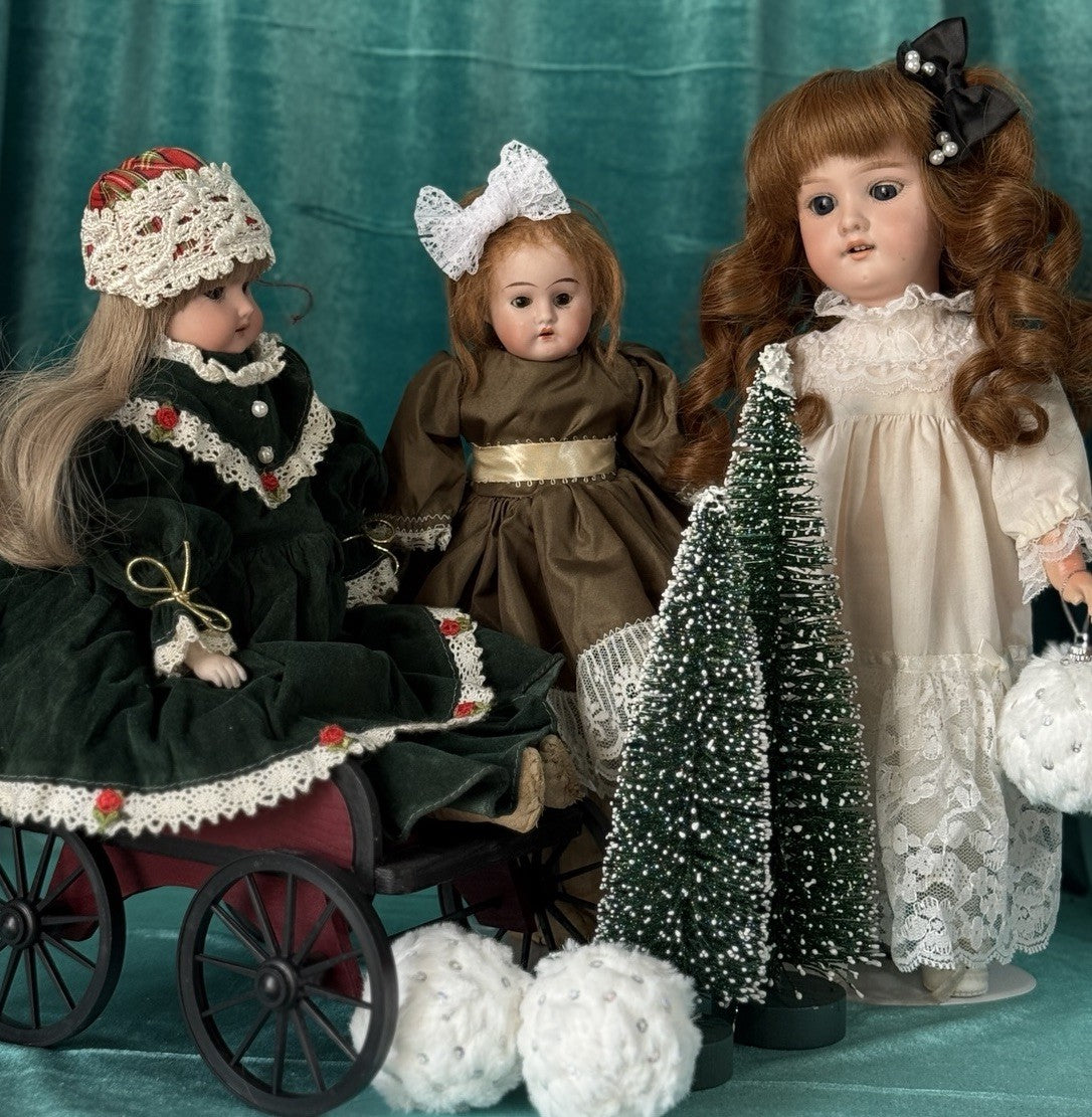 Lot Of 3 Small Antique German Bisque Head Dolls