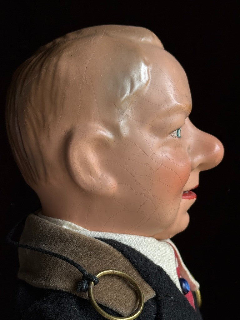Rare Vintage American Effanbee Composition WC Fields Ventriloquis Portrait Doll