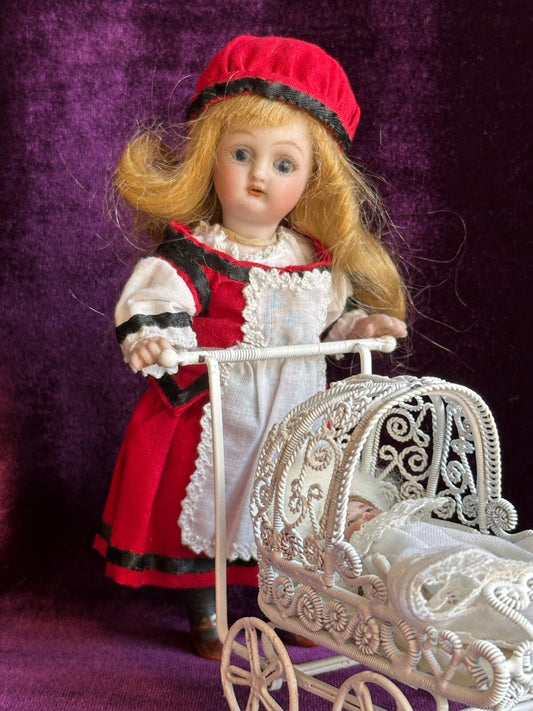 Antique German 5.375” Simon Halbig 890 All Bisque Mignonette Doll