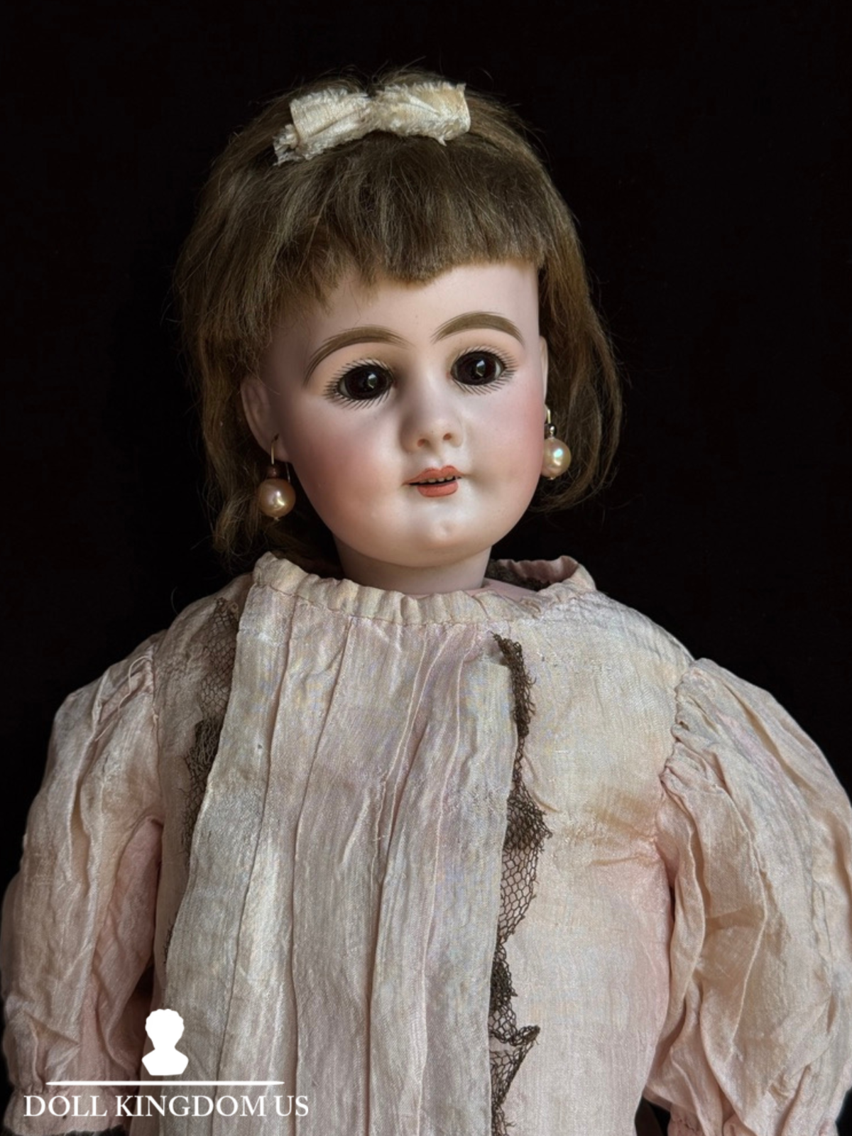 Rare Antique German 21” Simon Halbig 759 Bisque Socket Head Leather Body Doll
