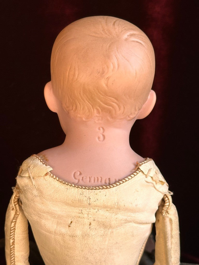 Antique German 14” Gebruder Heubach Pouty Bisque Shoulder Head Boy Doll